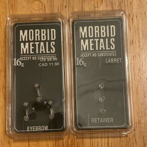 Two sets of piercing retainers, eyebrow & labret